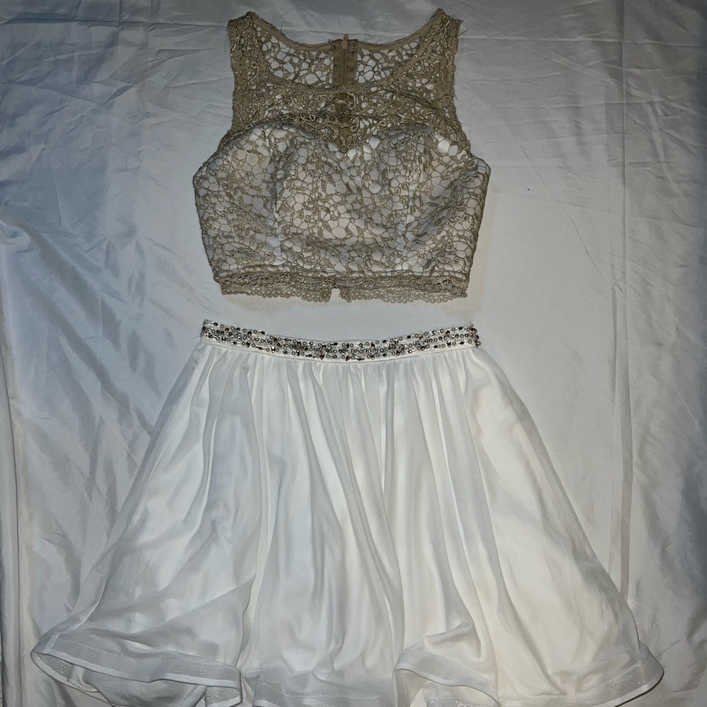 Mini Skirt & Lace Crop Top Set
